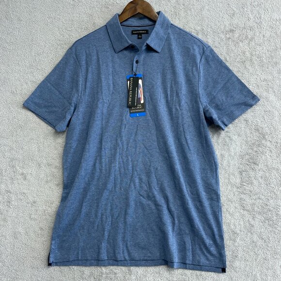 NEW Banana Republic Men's L Luxe Touch Performance Polo Shirt Blue - Picture 2 of 7